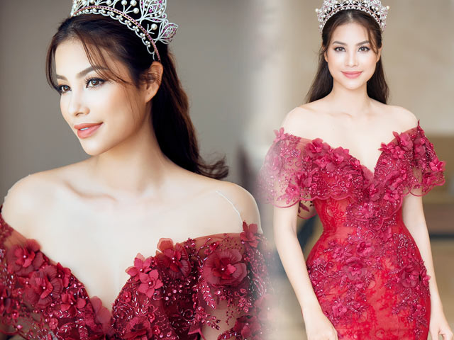 Người mẫu - Hoa hậu - Nín thở vì Phạm Hương mặc đầm đỏ buông lơi như sắp rơi