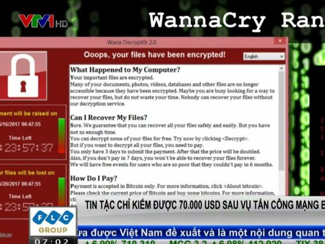 Tài chính - Bất động sản - Tin tặc chỉ kiếm được 70.000 USD sau vụ tấn công mạng bằng virus WannaCry