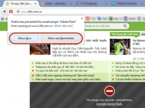 Phần mềm ngoại - Thủ thuật Firefox: Cách kích hoạt flash khi bị chặn