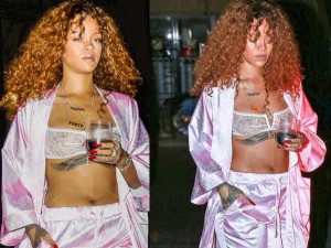 Bí quyết mặc đẹp - Rihanna phanh áo ngoài khoe nội y trong suốt sexy