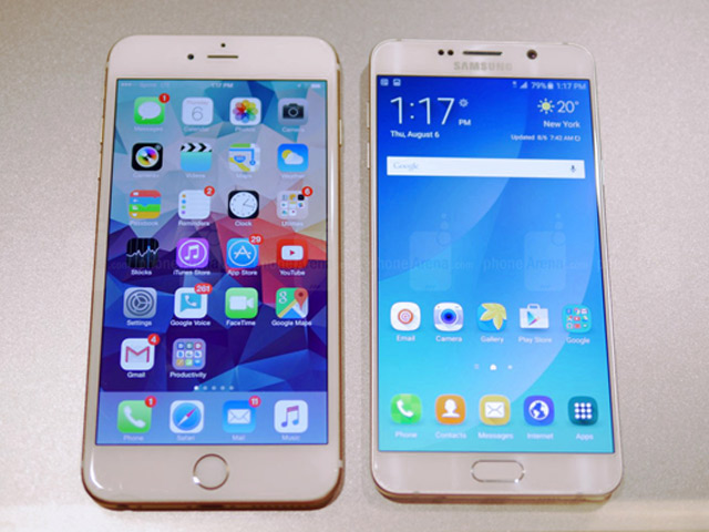 Galaxy Note 5 đọ dáng iPhone 6 Plus