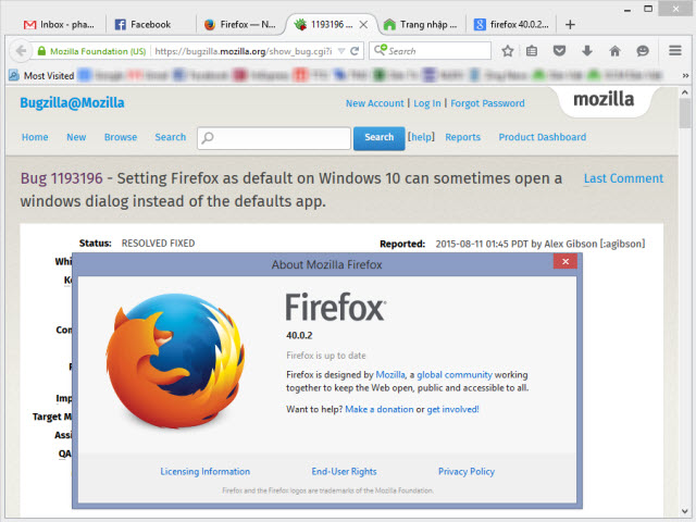 Bị Windows 10 "làm khó", Mozilla tung Firefox 40.0.2