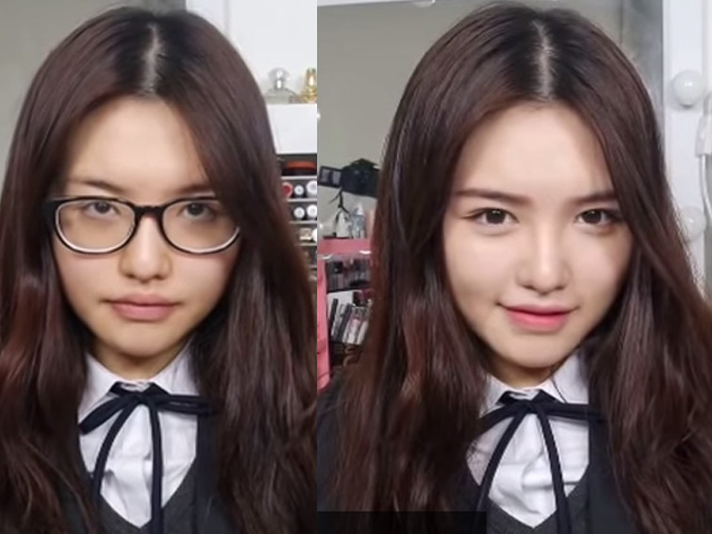 Nữ sinh Hàn Quốc xinh như hoa sau 2 phút "biến hình"