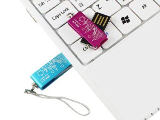 Công nghệ thông tin - USB xoay 360 độ, vỏ mạ crôm và họa tiết hình ảnh New York, Paris