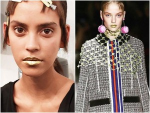 Xu hướng thời trang - Prada gây ngỡ ngàng với người mẫu tô son vàng óng