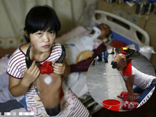 Bạn trẻ - Cuộc sống - Cô bé làm trâu bò ngoài đường để kiếm tiền cứu cha