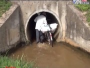 Tin tức trong ngày - Clip: Dân chui cống để băng qua đường cao tốc