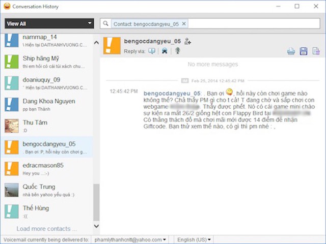 Xem lại lịch sử chat trên Yahoo! Messenger từ 5 năm trước