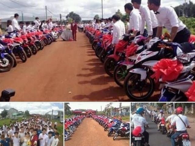 Rước dâu bằng 90 xe Exciter xôn xao ở Bình Phước