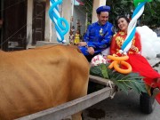 Bạn trẻ - Cuộc sống - Chú rể Tây tự tay đánh xe bò rước dâu tại Bình Thuận
