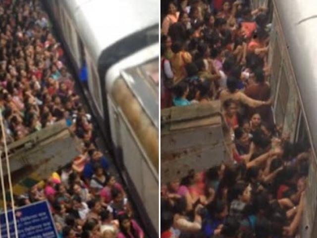 Thế giới - Kinh hoàng cảnh phụ nữ chen lấn lên tàu ở Ấn Độ