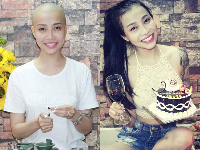 Bạn trẻ - Cuộc sống - “Hot girl xăm trổ” cạo trọc đầu để "tìm sự bình yên"