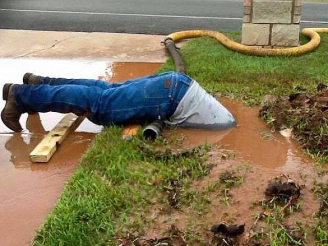 Thế giới - Ảnh công nhân cắm đầu trong bùn làm việc gây sốt ở Mỹ