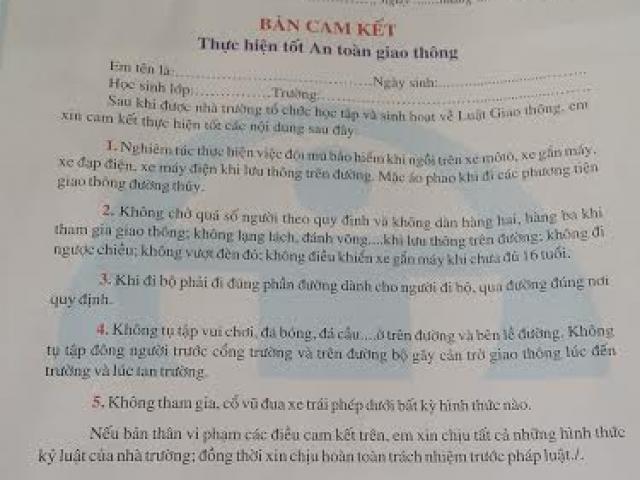 Tin tức trong ngày - Học sinh lớp 1 phải ký cam kết an toàn giao thông!