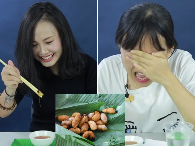 Bạn trẻ - Cuộc sống - Clip: Gái xinh khiếp vía với món đặc sản kinh dị
