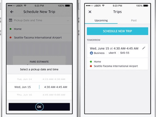 Có thể đặt lịch trước 30 ngày khi đi taxi Uber