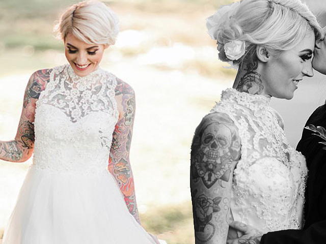 Bạn trẻ - Cuộc sống - Cô dâu xăm trổ đẹp mê mẩn nhưng chú rể mới khiến mọi người ngỡ ngàng