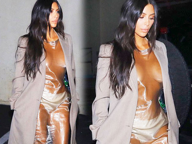 Người mẫu - Hoa hậu - Kim "siêu vòng 3" mặc bao tải ni lông trong suốt, lộ liễu trên phố