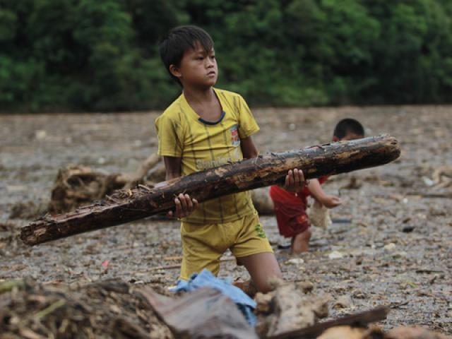 Tin tức trong ngày - Người già, trẻ nhỏ Mù Cang Chải bơi ra giữa dòng nước lũ vớt củi