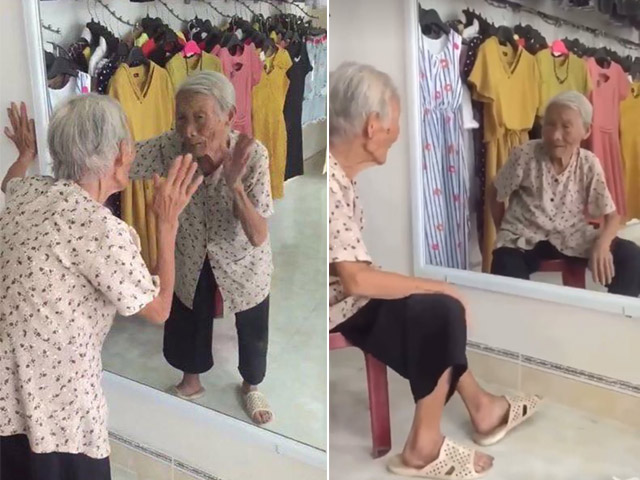 Bạn trẻ - Cuộc sống - Clip bà cụ và "người bạn" trong gương gây bão mạng