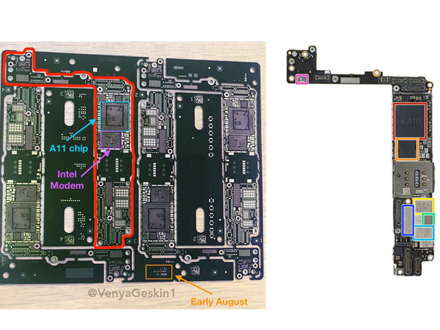 Lộ bo mạch iPhone 7s Plus: Chip xử lý A11 và modem của Intel