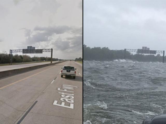 Hứng siêu bão Harvey, cao tốc Mỹ biến thành đại dương