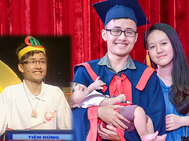 Bạn trẻ - Cuộc sống - Chàng trai Olympia được vợ và con "tháp tùng" đi nhận bằng ĐH