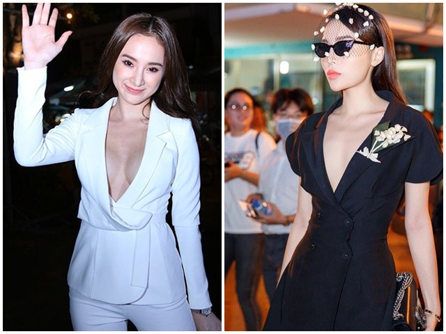 Người mẫu - Hoa hậu - Kỳ Duyên, Angela Phương Trinh lại "quên nội y" khi mặc vest