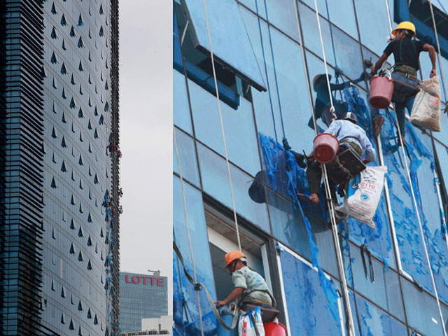 Tin tức trong ngày - Thót tim xem "người nhện" đánh đu từ tầng 31 giữa Thủ đô