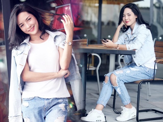 Bí quyết mặc đẹp - "Hot girl phẫu thuật thẩm mỹ" cá tính cùng jeans tự chế