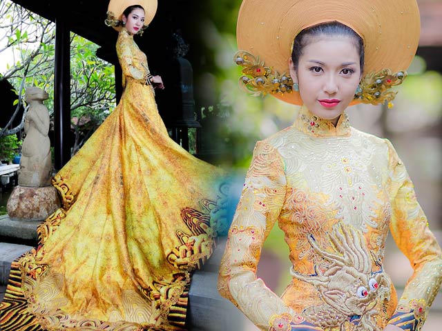 Bí quyết mặc đẹp - Váy hot nhất tuần: Áo dài đính rồng 1m2 của Thúy Vân