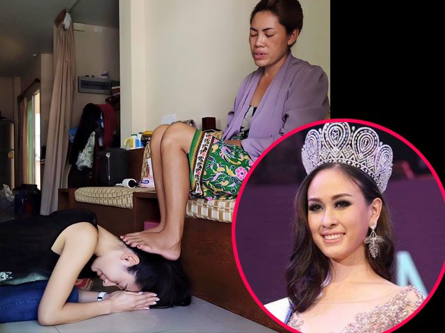 Xu hướng thời trang - Á hậu Hoàn vũ Thái Lan quỳ gối để mẹ giẫm lên đầu