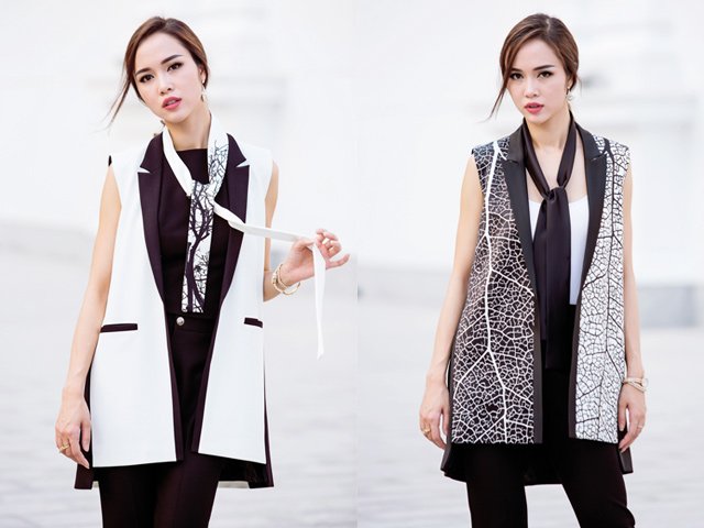 Thời trang công sở - Diện sắc trắng - đen sành điệu ngày giao mùa