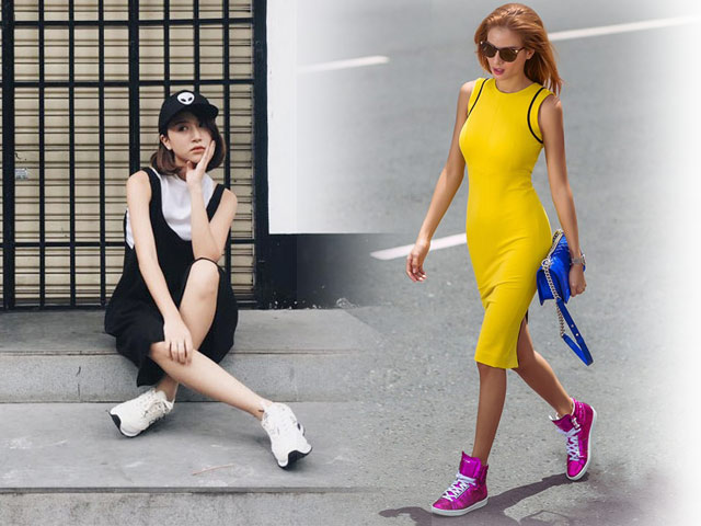 Khi sao Việt "se duyên" giày thể thao với váy điệu