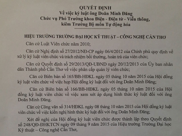 Tin tức trong ngày - "Nói xấu" trường trên Facebook, một giảng viên bị kỷ luật?