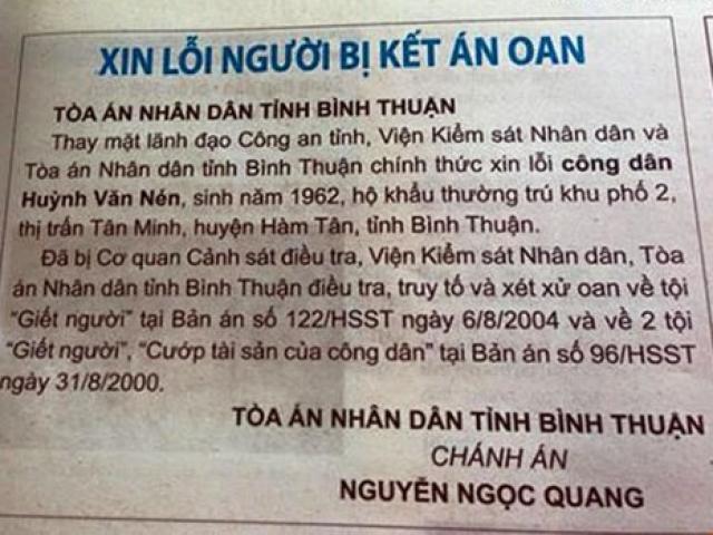 Pháp luật - Đăng báo "xin lỗi" ông Huỳnh Văn Nén