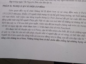 Giáo dục - du học - Vụ khủng bố kinh hoàng ở Paris vào đề thi văn cuối kỳ