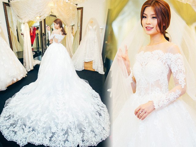 Diễm Trang một mình đi thử váy cưới cho hôn lễ ở quê