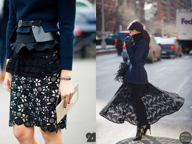 Thời trang - Hãy cứ diện váy ren ra phố ngày đông!