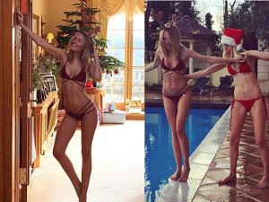 Bí quyết mặc đẹp - Nữ thiết kế xinh đẹp mặc bikini bé xíu mừng Noel