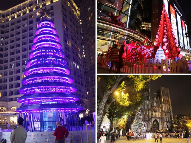 Ngắm những cây thông Noel “khổng lồ” tại Hà Nội