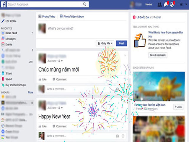Công nghệ thông tin - Khui hiệu ứng "Happy New Year" cực độc trên Facebook