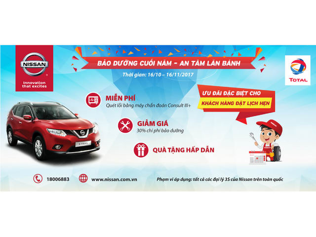 Ô tô - Nissan Việt Nam triển khai chương trình “Bảo dưỡng cuối năm, an tâm lăn bánh”