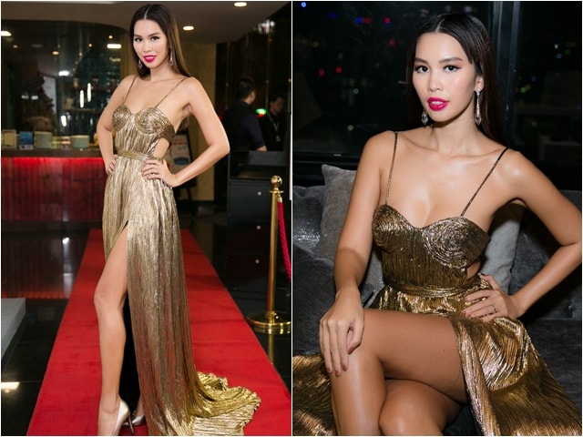 Người mẫu - Hoa hậu - Hà Anh "thả rông" vòng 1 khoe chân dài với váy xẻ hiểm hóc