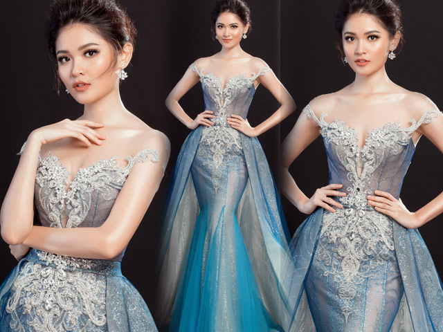 Lộ váy dạ hội "đụng hàng" Huyền My của Thùy Dung tại HH Quốc tế