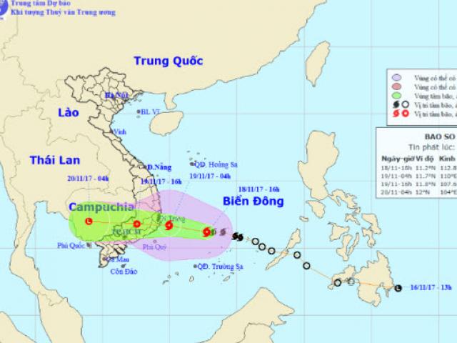 Bản tin thời tiết 19h: Bão số 14 có thể giật tới cấp 12, đổ bộ vào Khánh Hoà đến Bình Thuận