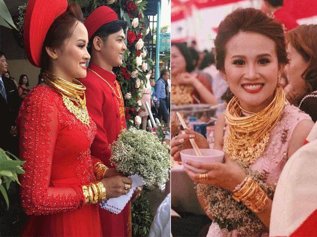 Bạn trẻ - Cuộc sống - Cô dâu đeo vàng trĩu cổ trong đám cưới "khủng" ở Đồng Nai