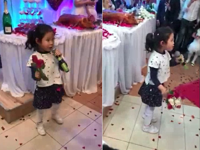 Bạn trẻ - Cuộc sống - Cô bé hát tặng cô dâu, chú rể trong đám cưới "gây bão"