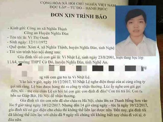 Được gọi ra Hà Nội nhận thưởng, nữ sinh lớp 11 mất tích
