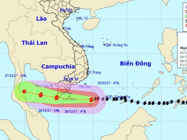 Tin tức trong ngày - Bản tin bão 10h: Bão Tembin gió giật “điên cuồng” đang tiến về đất liền Tây Nam Bộ